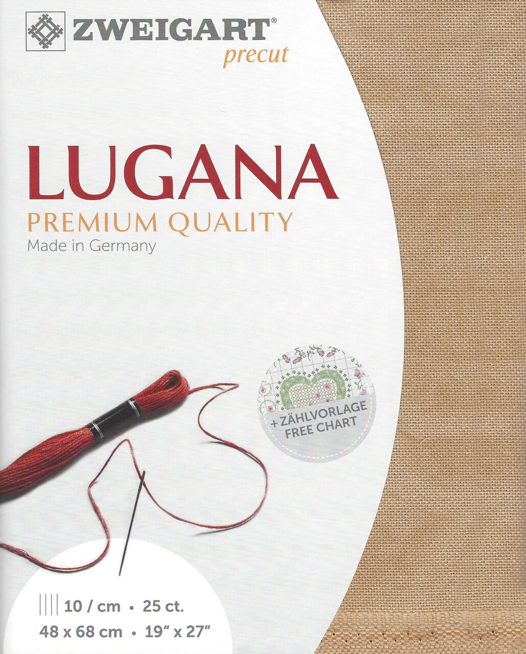 Precut Zweigart Lugana Vintage 25 count Vintage Country Mocha